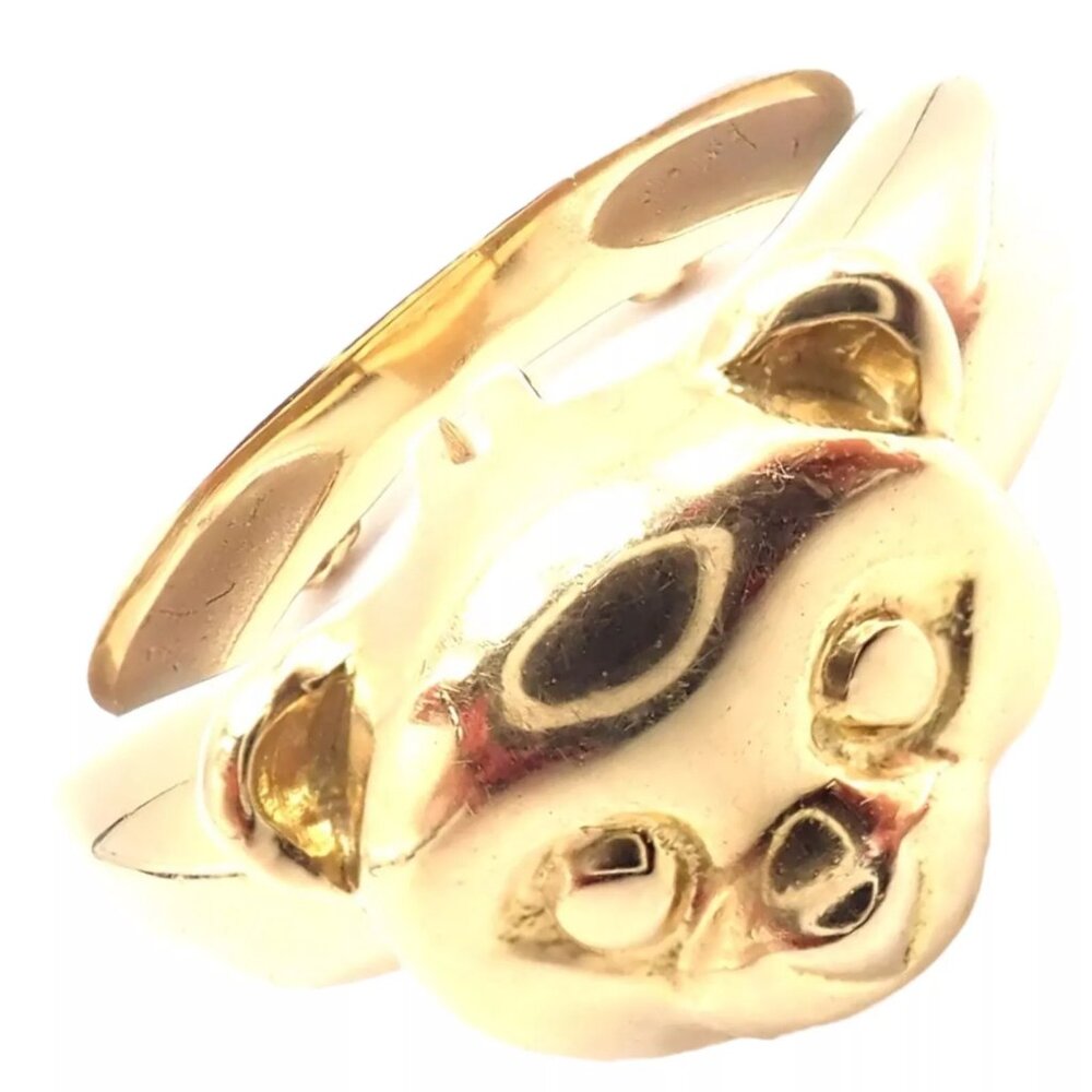 Authentic! Van Cleef & Arpels 18k Yellow Gold Teddy Bear Band Ring Pendant